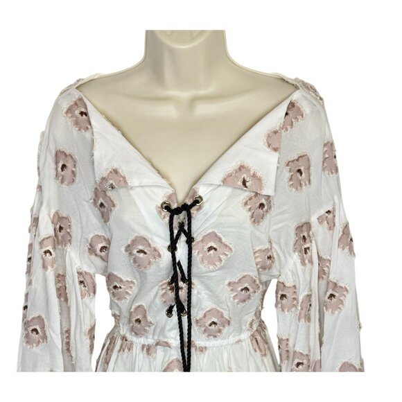 Caroline Constas Olympia Metallic Fil Coupe Mini Dress Pink White - size XS - Picture 5 of 11